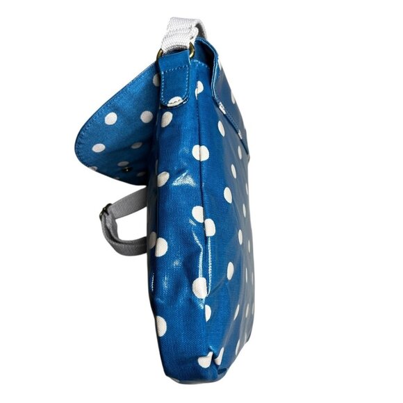 Cath Kidston Oilcloth Crossbody Messenger Bag Blue Polka Dot Adjustable - Picture 3 of 10